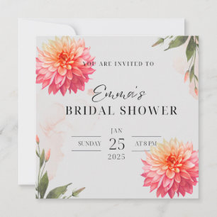 Invitación Flor de dalia rosa acuarela chower nupcial