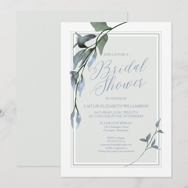 Invitación Flor de ducha azul verde de novia