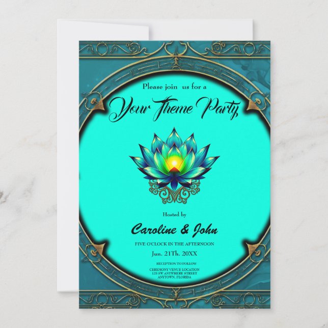 Invitación Flor de elegancia, Mystic Lotus. (Anverso)