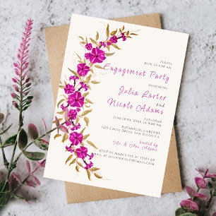 Invitación Flor de enredadera de trompeta púrpura, fiesta de
