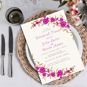Invitación Flor de Enredadera Trompeta Púrpura Cena de Ensayo