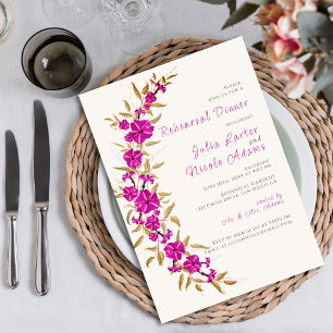 Invitación Flor de Enredadera Trompeta Púrpura Cena de Ensayo