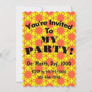 Invitación Flor de Estallido de Estrella Naranja en Amarillo 