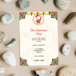 Invitación Flor de estilo hindú Shri Satyanarayan Pooja