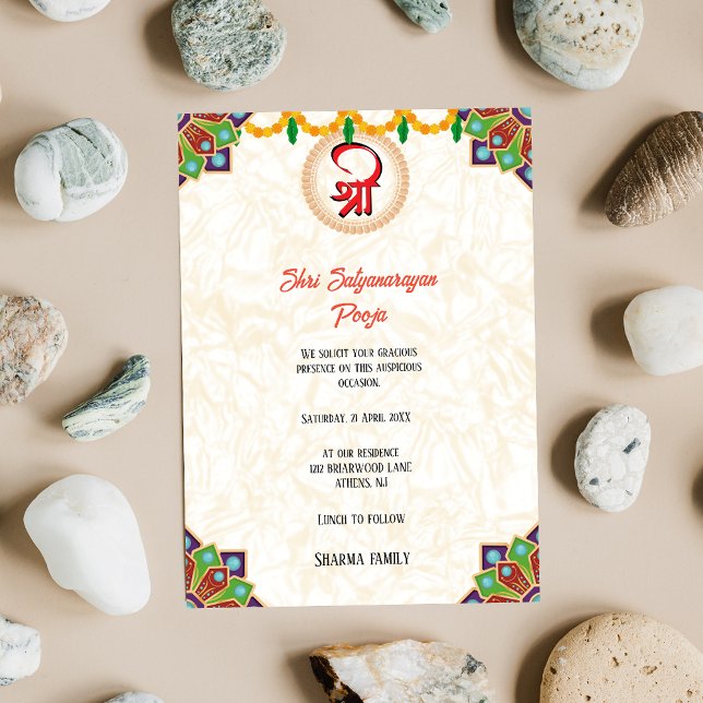 Invitación Flor de estilo hindú Shri Satyanarayan Pooja (Subido por el creador)