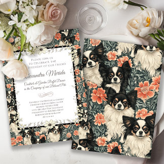 Invitación Flor de estilo Tricolor Chihuahuas William Morris