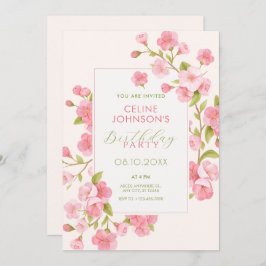 Invitación Flor de flor de cerezo rosa florece