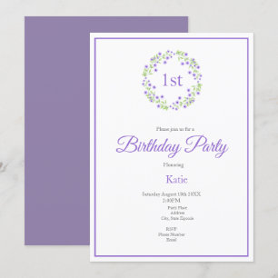 Invitación Flor de flores de color violeta pequeña