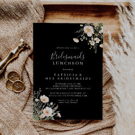 Invitación Flor de flores negras Bridesmaids ducha luncheon