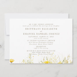 Invitación Flor de flores silvestres amarillas padres de novi