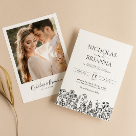 Invitación Flor de flores silvestres Boda de Boho blanco mode