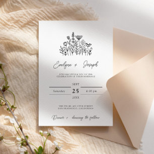 Invitación Flor de flores silvestres Boda de Moda elegante Bo