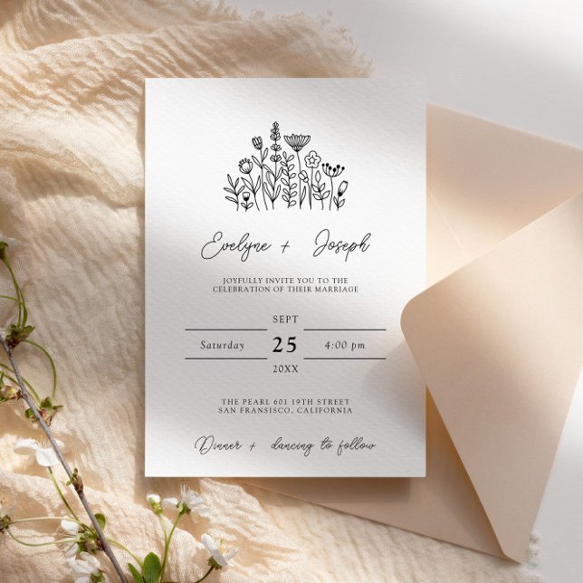 Invitación Flor de flores silvestres Boda de Moda elegante Bo (Subido por el creador)