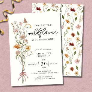 Invitación Flor de flores silvestres Boho Garden Primer cumpl