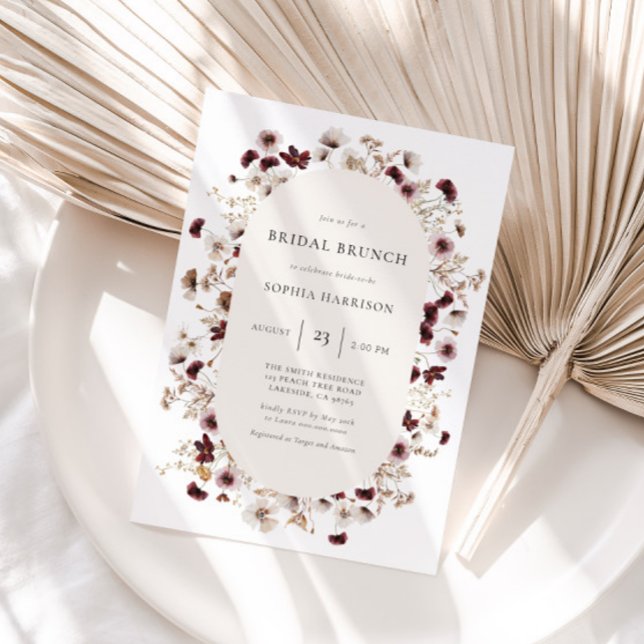 Invitación Flor de flores silvestres de Borgoña ducha de novi (Subido por el creador)