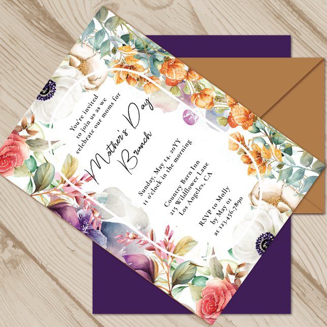 Invitación Flor de flores silvestres de brunch del día de la  (Subido por el creador)