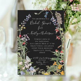 Invitación Flor de flores silvestres Floral Black Bridal Show
