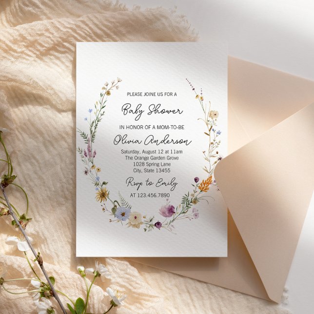 Invitación Flor de flores silvestres Floral Boho Baby Shower (Subido por el creador)