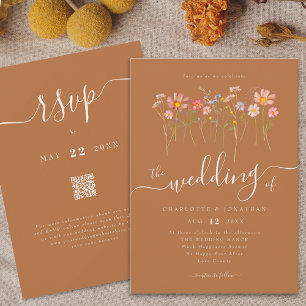 Invitación Flor de flores silvestres Floral Marrón Azúcar Bei
