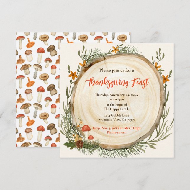 Invitación Flor de flores silvestres para la caída rusa (Anverso / Reverso)