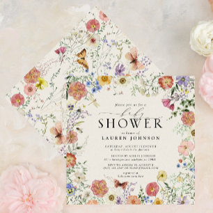 Invitación Flor de flores silvestres presionadas acuarela Flo