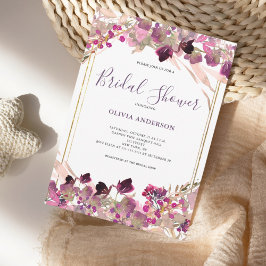 Invitación Flor de flores silvestres rosa acuarela ducha de n