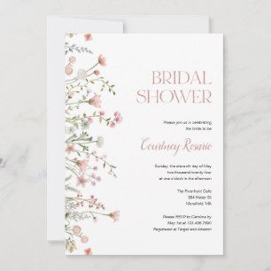 Invitación Flor de flores silvestres rosa ducha de novia