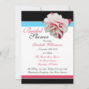 Invitación "Flor de fucsia" ducha de novia rosa azul y negra