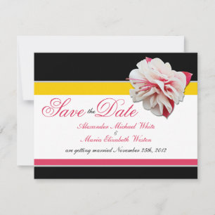 Invitación Flor de fucsia rosa amarilla Save the Dates de bod