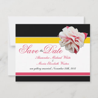Invitación Flor de fucsia rosa amarilla Save the Dates de bod