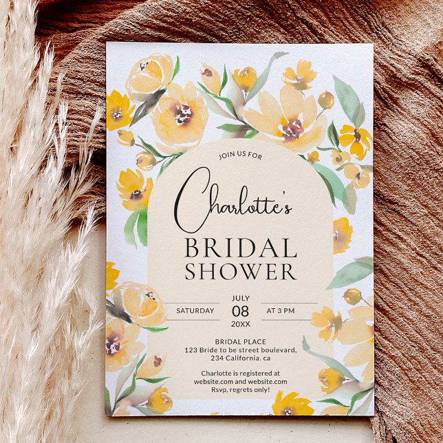 Invitación Flor de girasol amarillo arco floral moda de novia (Subido por el creador)