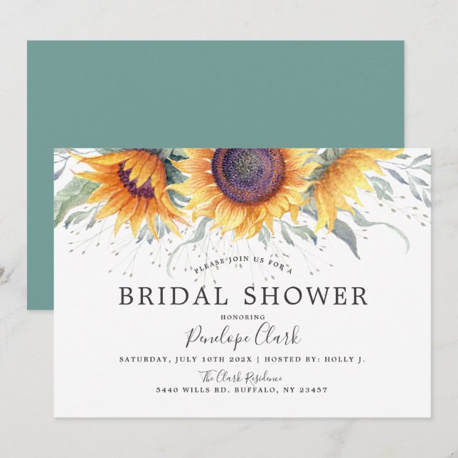 Invitación Flor de girasol de primavera | Ducha nupcial flora (Anverso / Reverso)