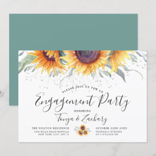 Invitación Flor de girasol de primavera   Parte de compromiso