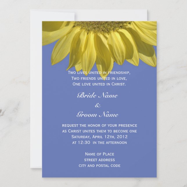 Invitación Flor de girasol de verano brillante boda cristiano (Anverso)
