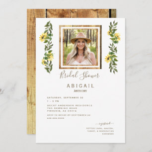 Invitación Flor de girasol rusa foto ducha de novia