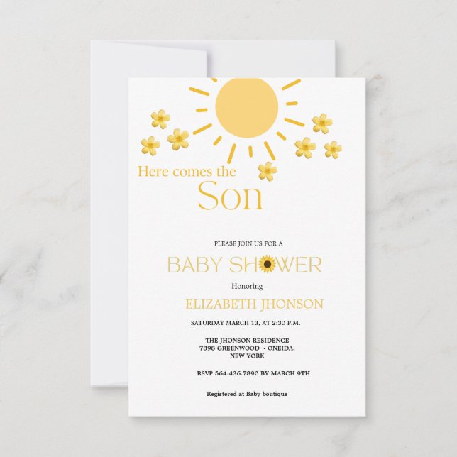 Invitación Flor de girasol simple (Anverso)
