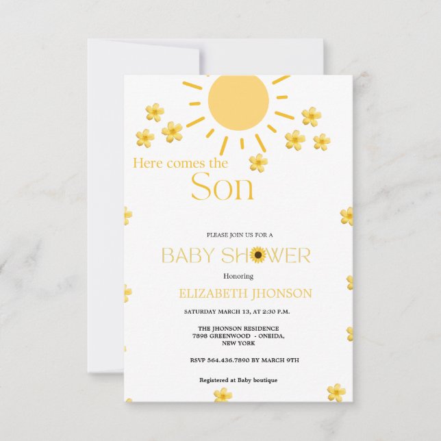 Invitación Flor de girasol simple (Anverso)