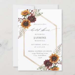 Invitación Flor de girasol y flores silvestres ducha de novia
