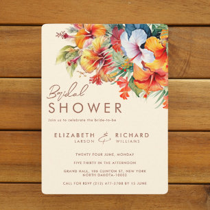 Invitación Flor de Hibisco Elegante Floral Tropical de Boda