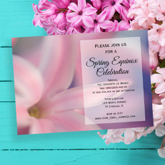 Invitación Flor de Jacinto Rosa Celebración del Equinoccio de