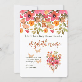 Invitación Flor De Jardín Rosa Y Melocotón