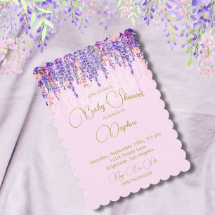 Invitación Flor de lavanda Baby Shower de Regencia Vintage