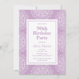 Invitación Flor de Lilac y Mandala Blanca 70 cumpleaños