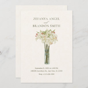 Invitación Flor de lirio beige en jarrón boda minimalista
