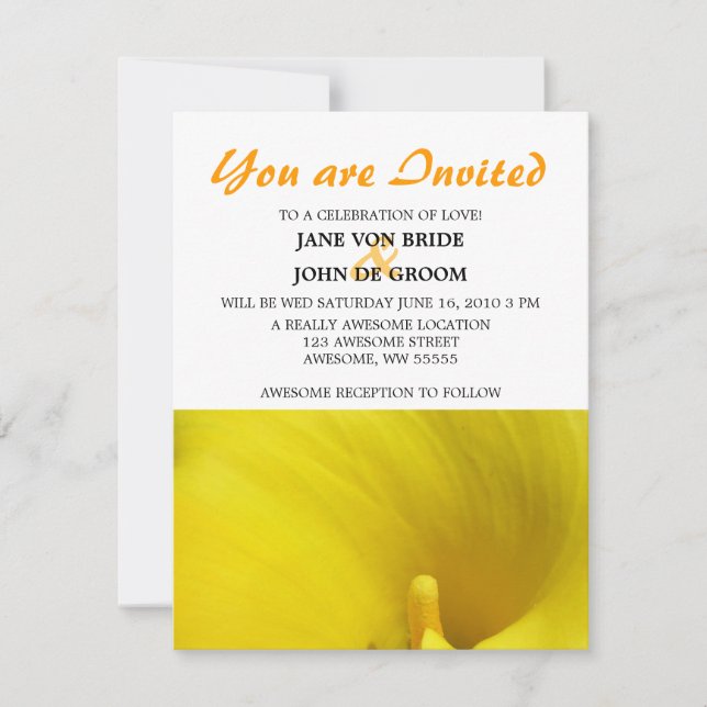 Invitación Flor de Lirio de Cala Amarillo (Anverso)