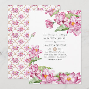 Invitación Flor de Loto Acuarela Boda India