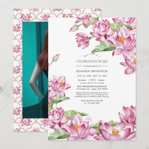 Invitación Flor de Loto Acuarela Celebración India de la Vida