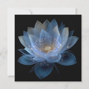 Invitación Flor de Loto Etérea - Floral Azul Negro 