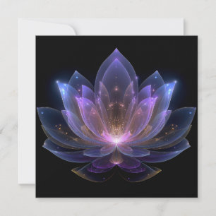 Invitación Flor de Loto Luminosa - Floral Morado Azul Negro