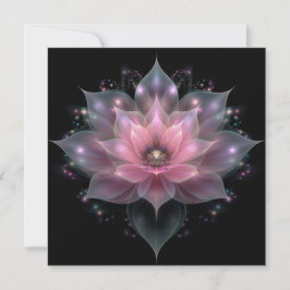 Invitación Flor de Loto Luminosa - Floral Negro Rosa Claro